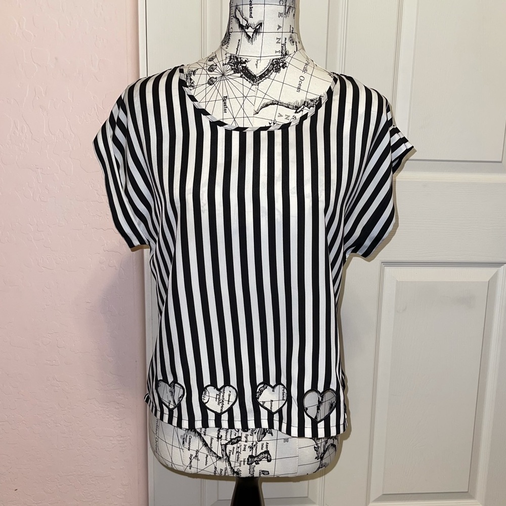 Material Girl | Black n White stripe Top